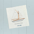 Watercolor Sailboat City State - Custom Swedish Dish Cloth