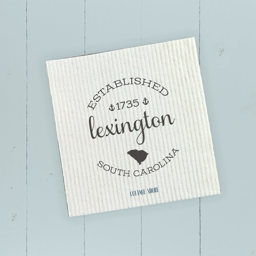 Circle Est, City, State w/ Anchors - Custom Swedish Dish Cloth