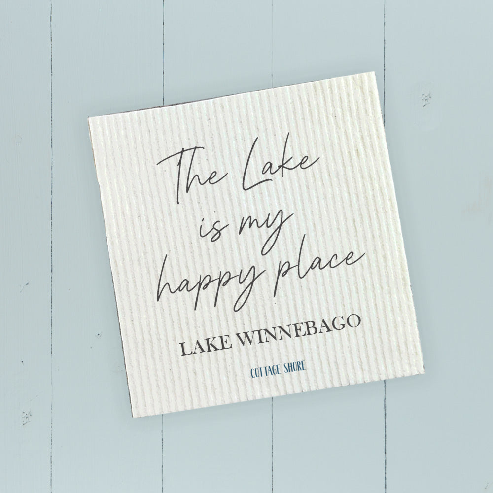 Lake Is My Happy Place - Custom Swedish Dish Cloth