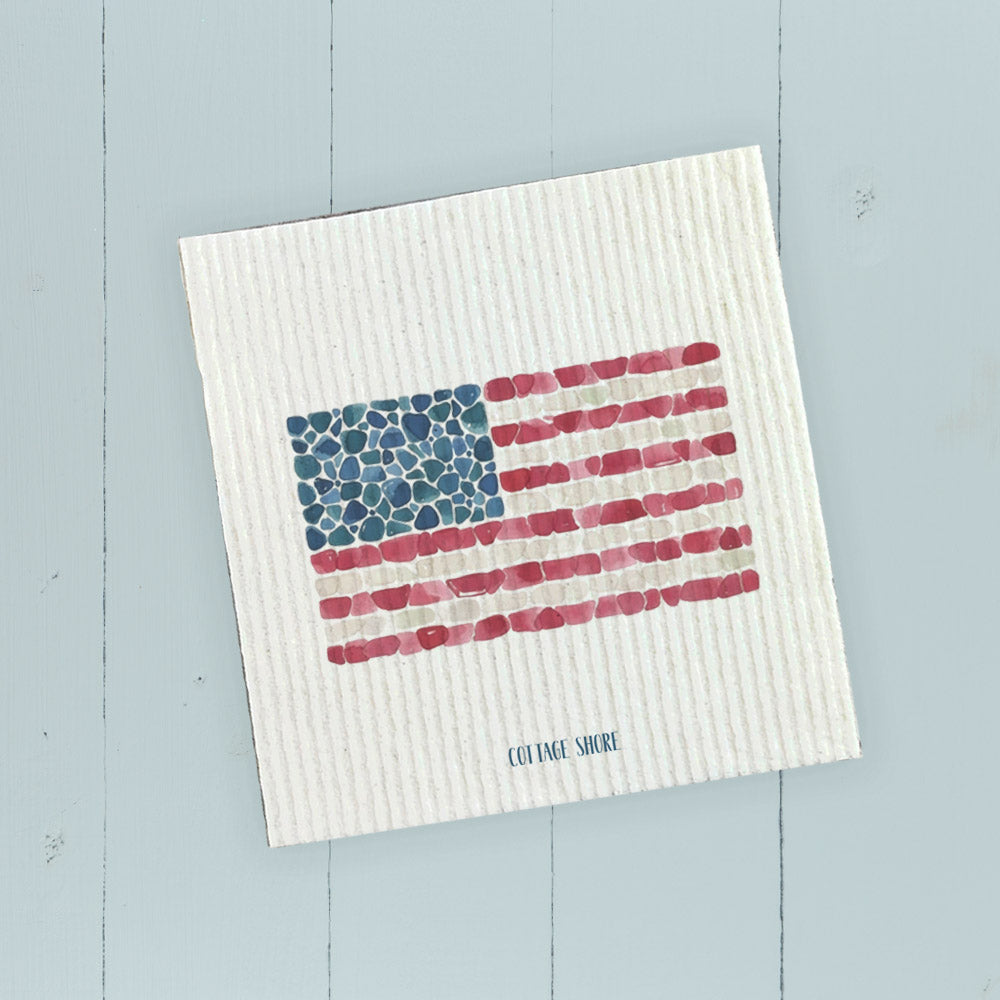 Sea Glass American Flag - Swedish Dish Cloth