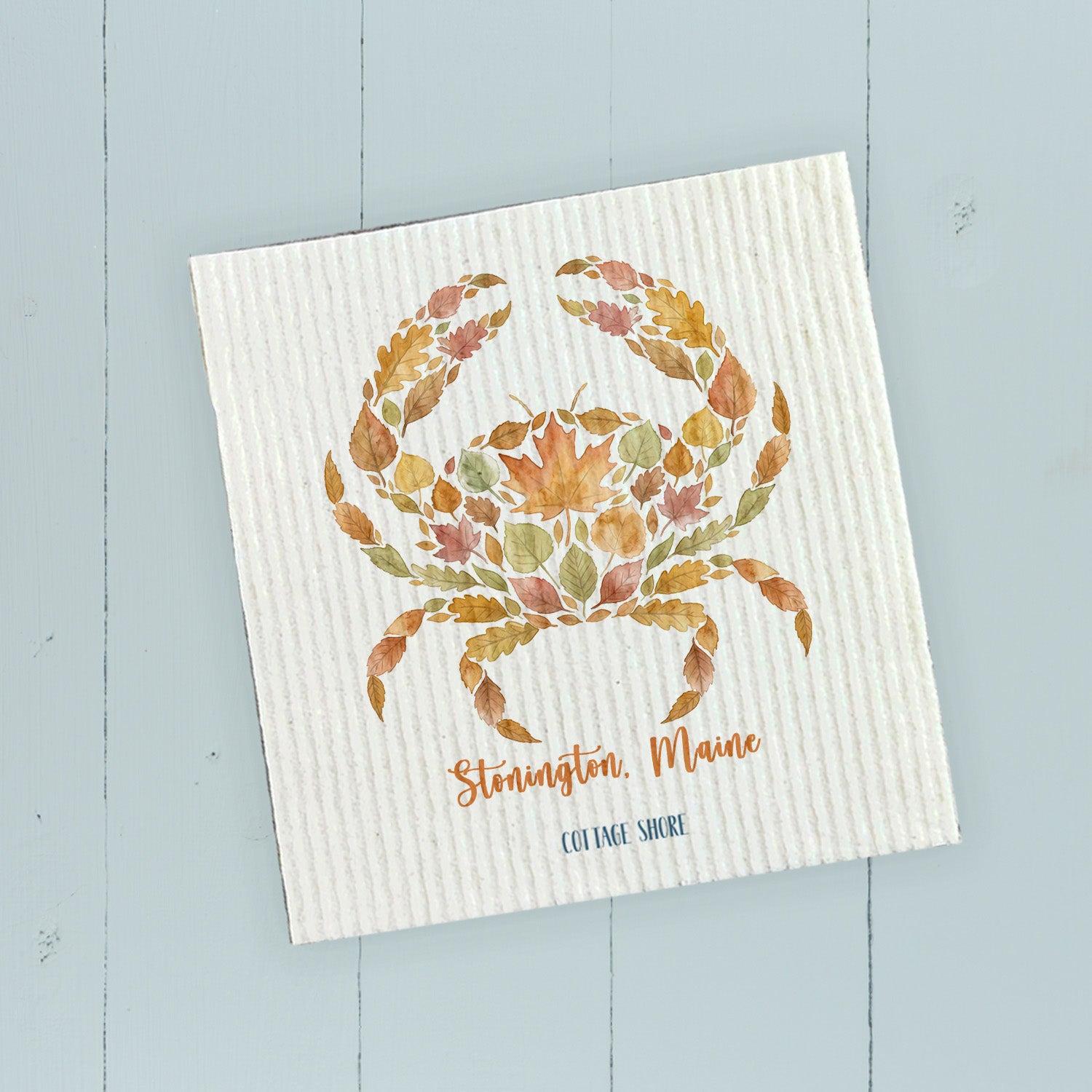 Autumn Leaves Crab - Custom Swedish Dish Cloth