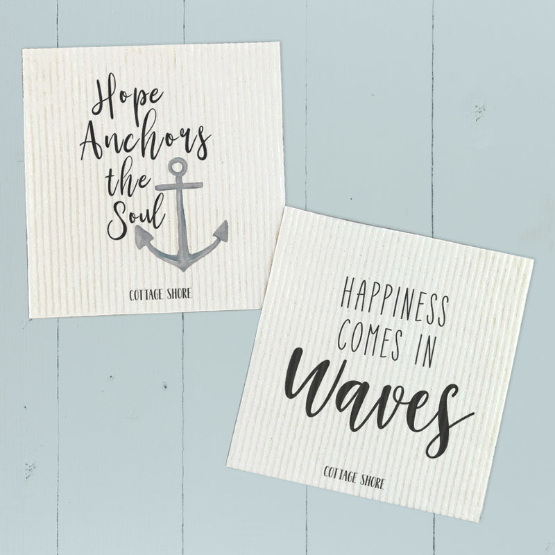 Happiness in Waves, Hope Anchors 2 pk - Swedish Dish Cloth