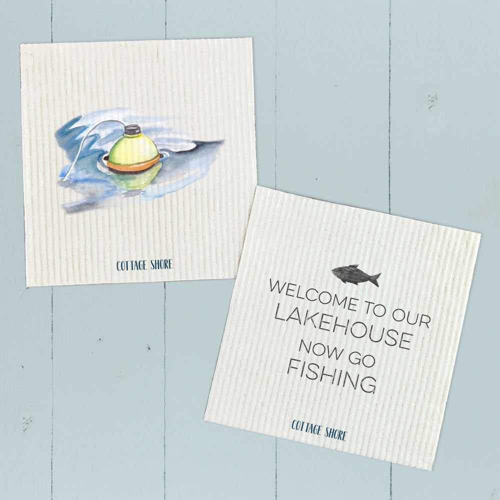 Welcome Lakehouse (Fish), Bobber 2 pk - Swedish Dish Cloth