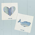 Coastal Wood Whale and Heart  - 2pk Swedish Dish Cloth