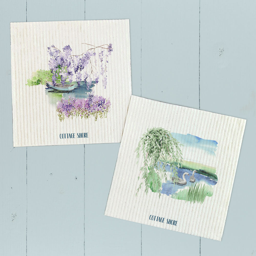 Watercolor Pond Scenes  - 2pk Swedish Dish Cloth