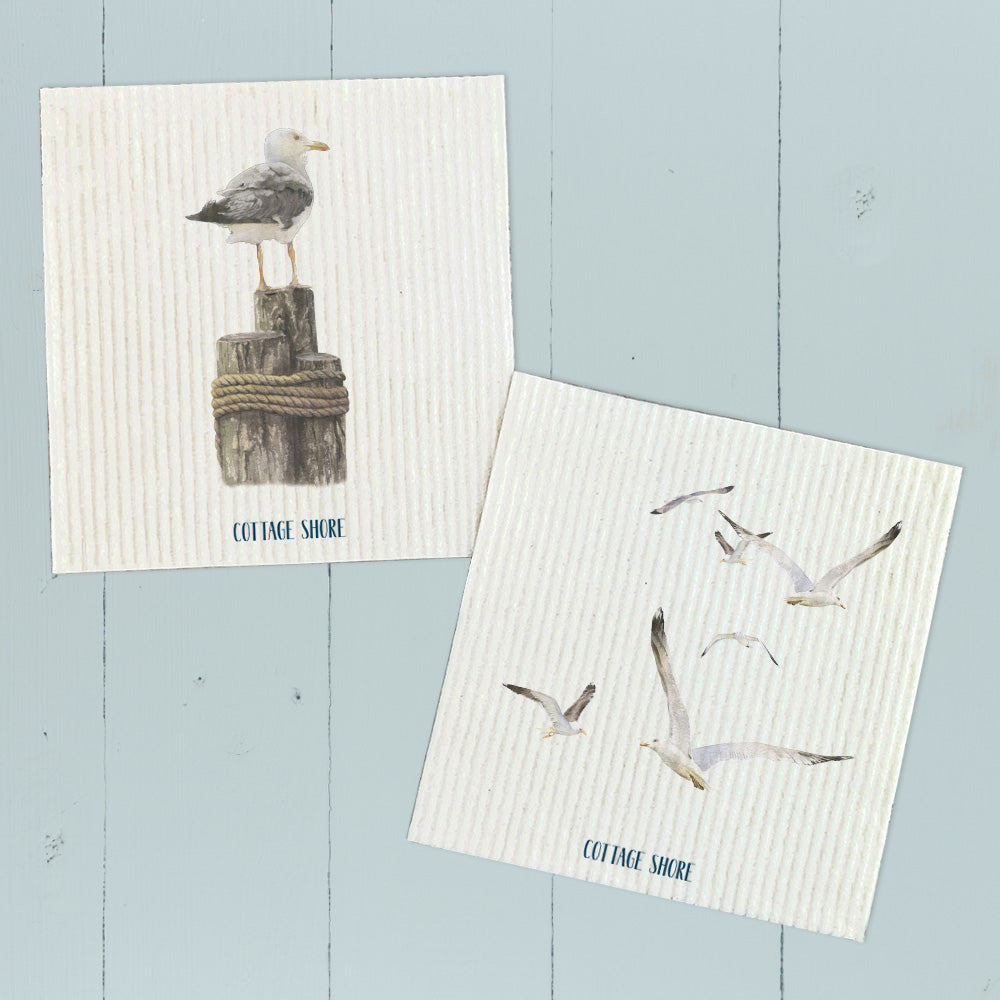 Watercolor Seagulls  - 2pk Swedish Dish Cloth