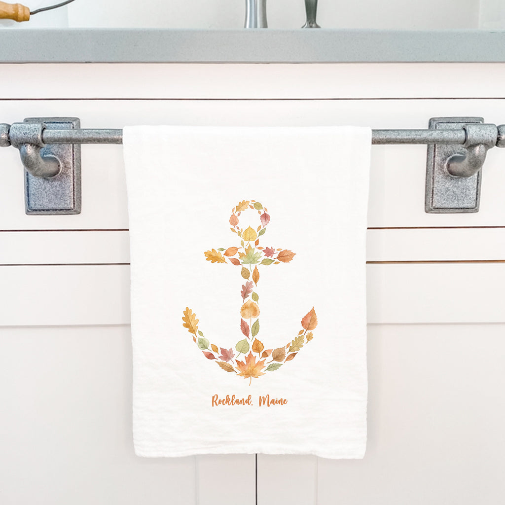 Autumn Leaves Anchor - Custom Cotton Tea Towel