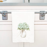 Watercolor Hydrangea Vase - Customizable Cotton Tea Towel