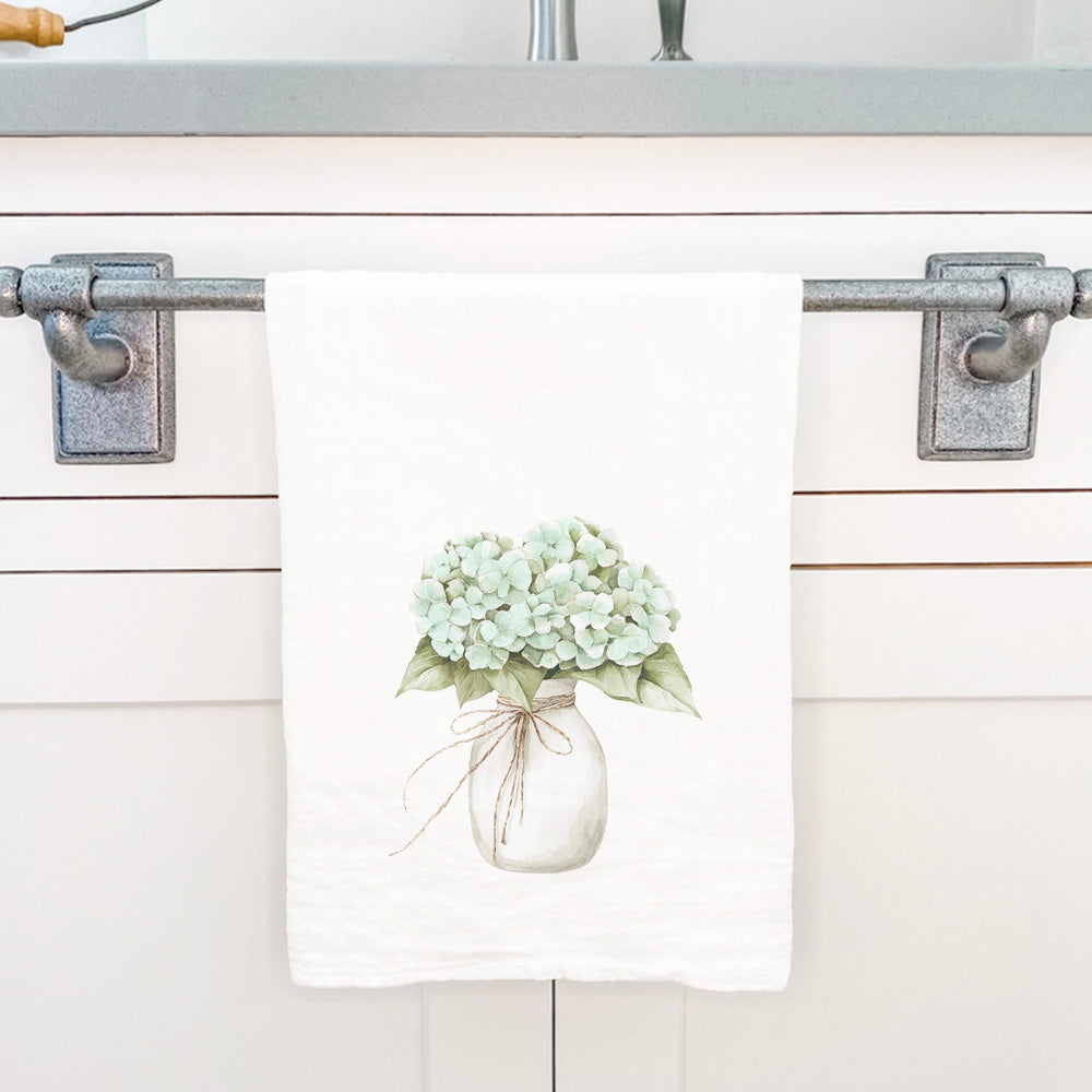 Watercolor Hydrangea Vase - Customizable Cotton Tea Towel