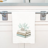 Coastal Book Stack - Customizable Cotton Tea Towel