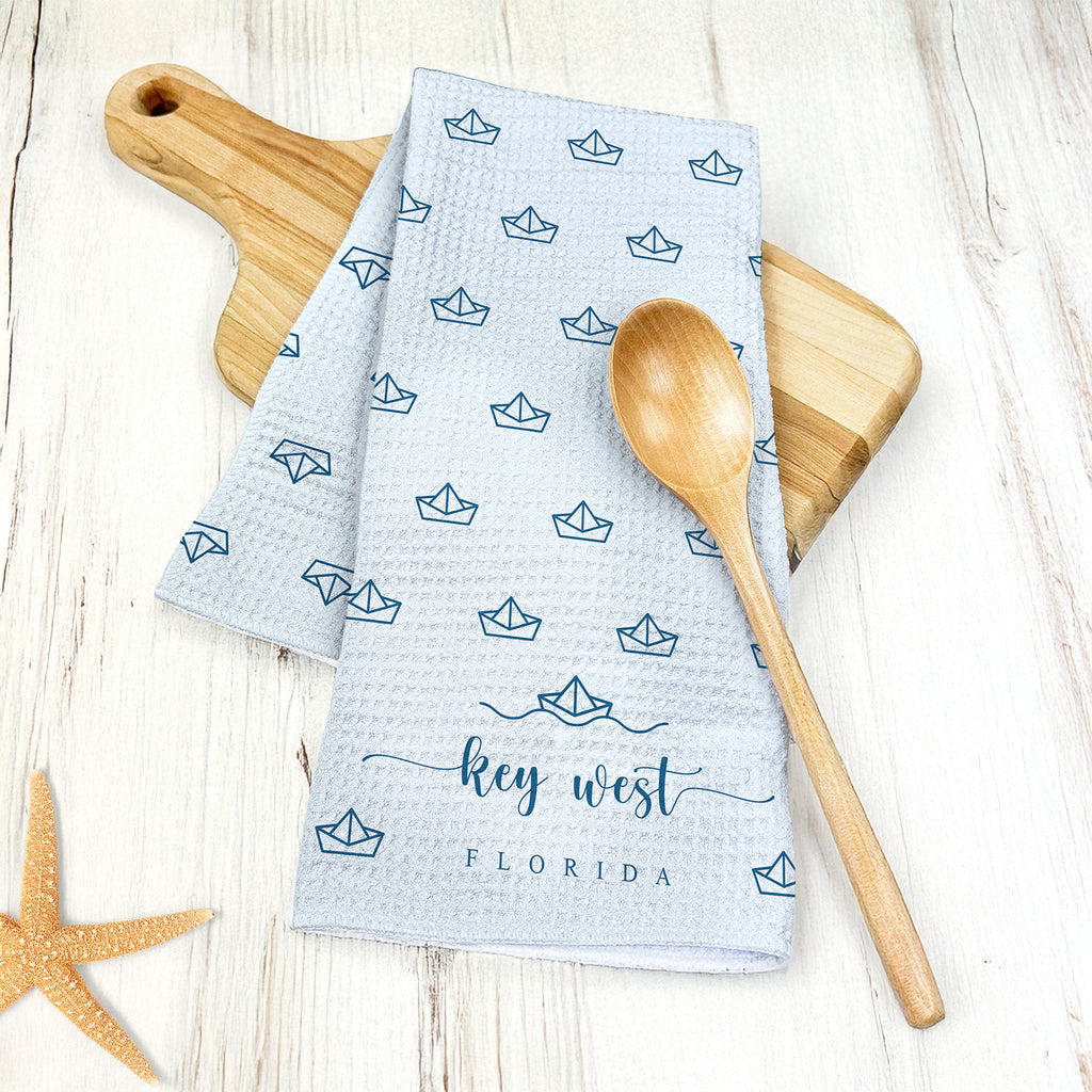 Paper Boats - Custom Waffle Weave Towel