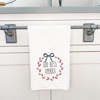 God Bless America Wreath - Cotton Tea Towel