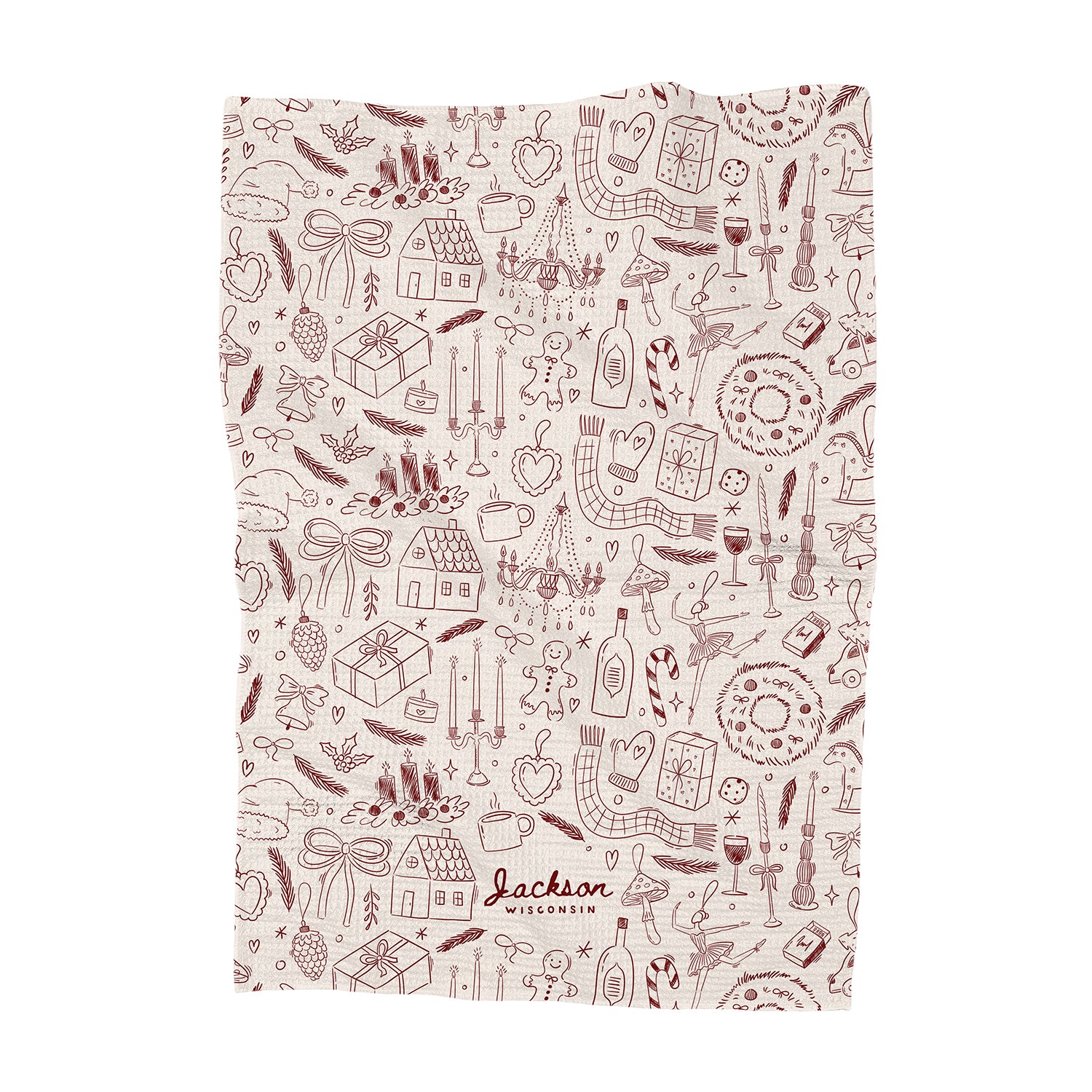 Christmas Illustrations - Custom Waffle Weave Towel