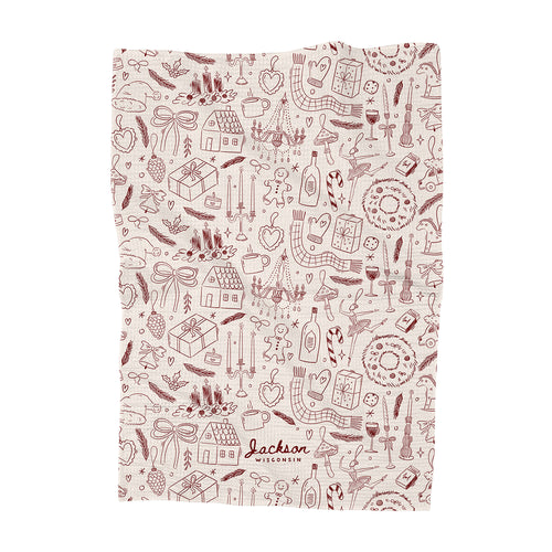 Christmas Illustrations - Custom Waffle Weave Towel