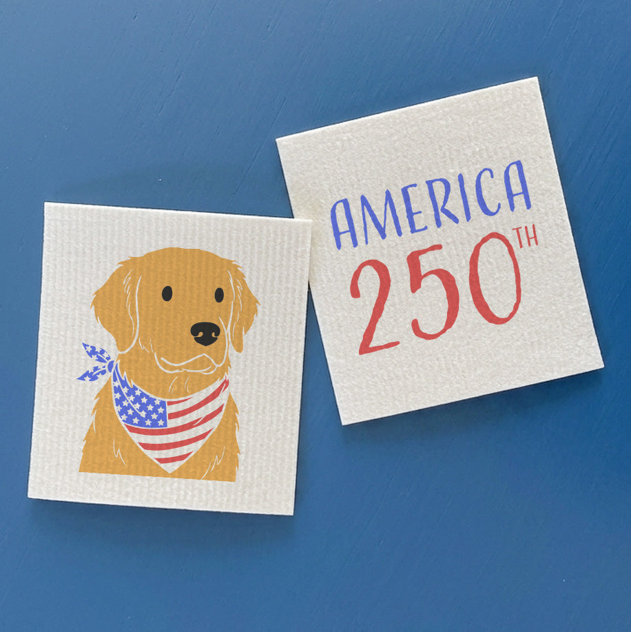 America 250th Golden Retreiver - 2pk Swedish Dish Cloth