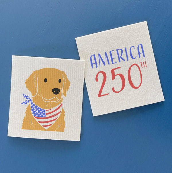 America 250th Golden Retreiver - 2pk Swedish Dish Cloth