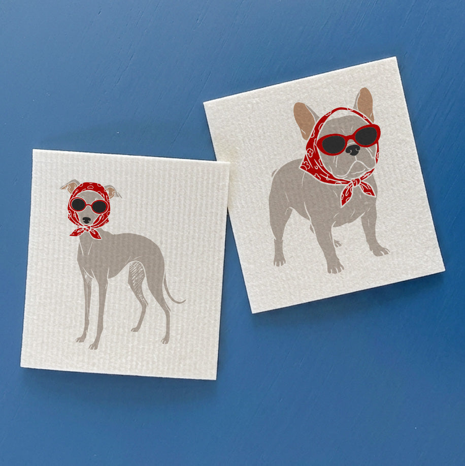 Sunny Vacation Pups - 2pk Swedish Dish Cloth