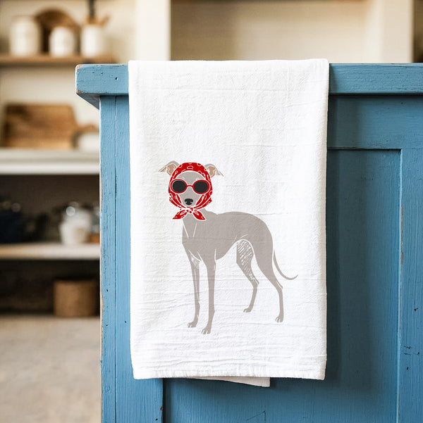 Vacation Italian Greyhound - Cotton Tea Towel