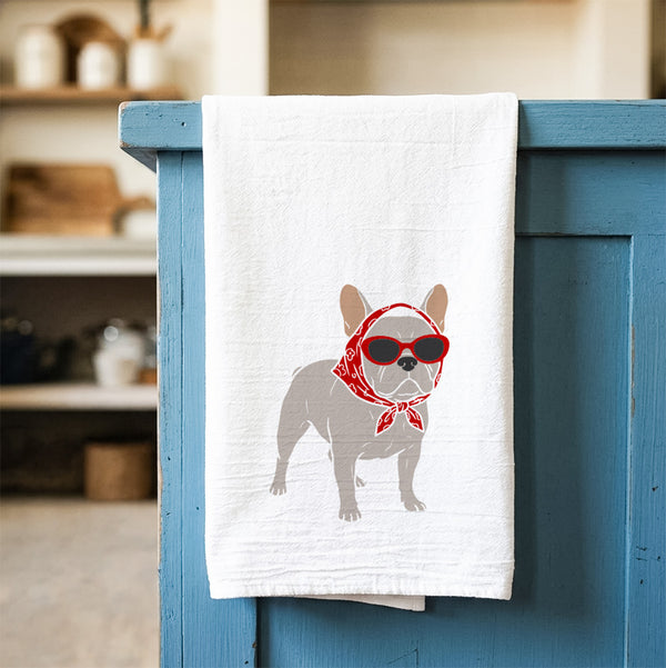 Vacation French Bulldog - Cotton Tea Towel