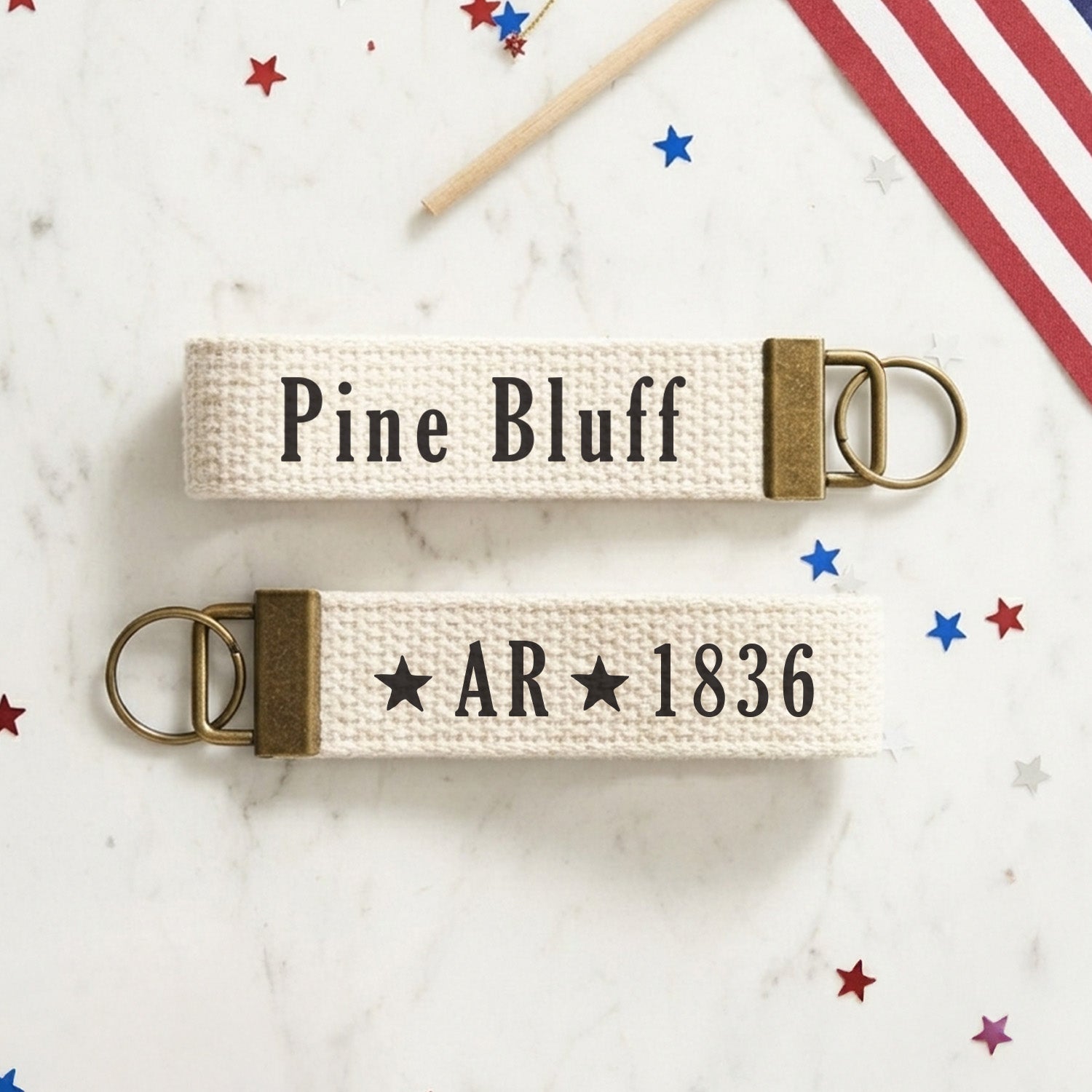 Star: City State Est - Custom Cotton Key Fob
