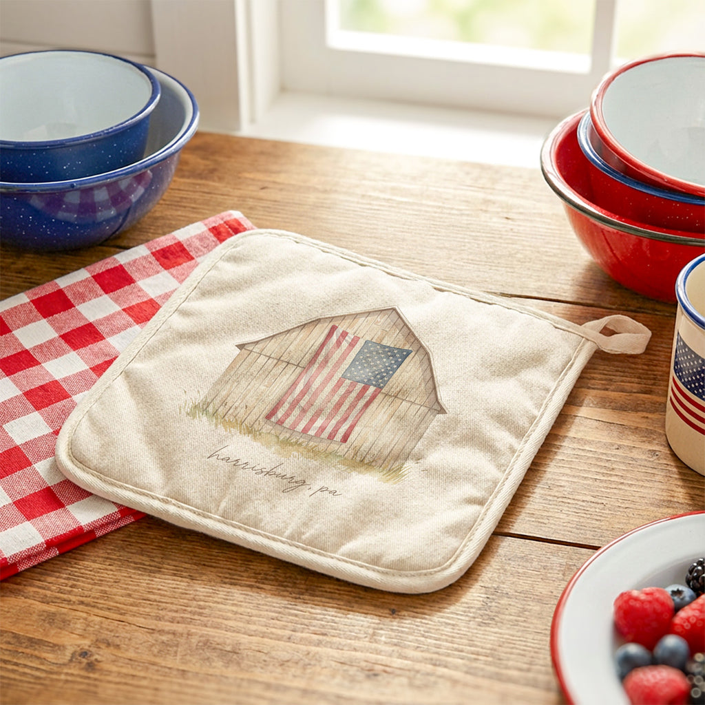 Americana Barn Flag - Custom Cotton Pot Holder
