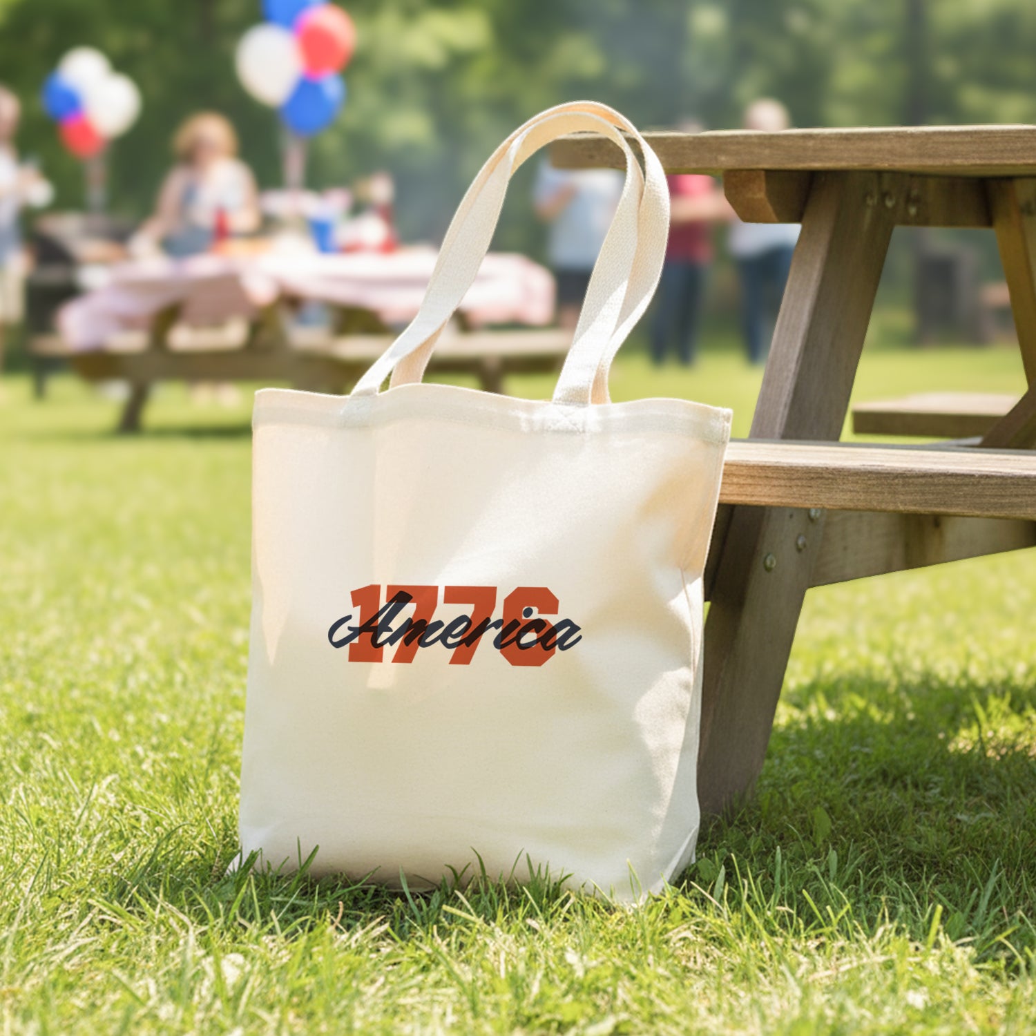 America 1776 Block Style Print - Canvas Tote Bag