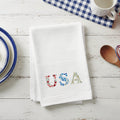 USA Letters Americanna Floral Watercolor - Cotton Tea Towel