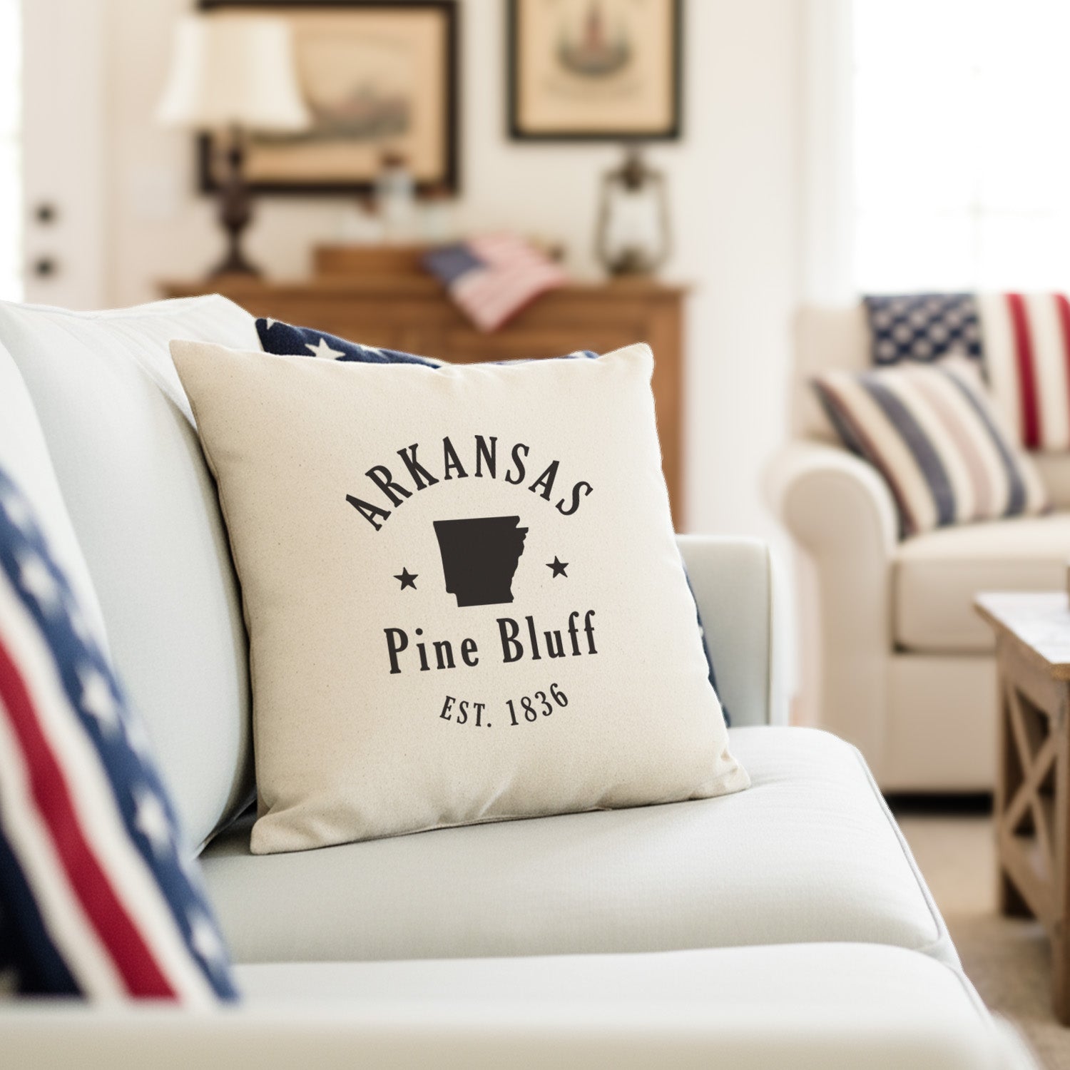 Star: City State Est - Custom Square Canvas Pillow