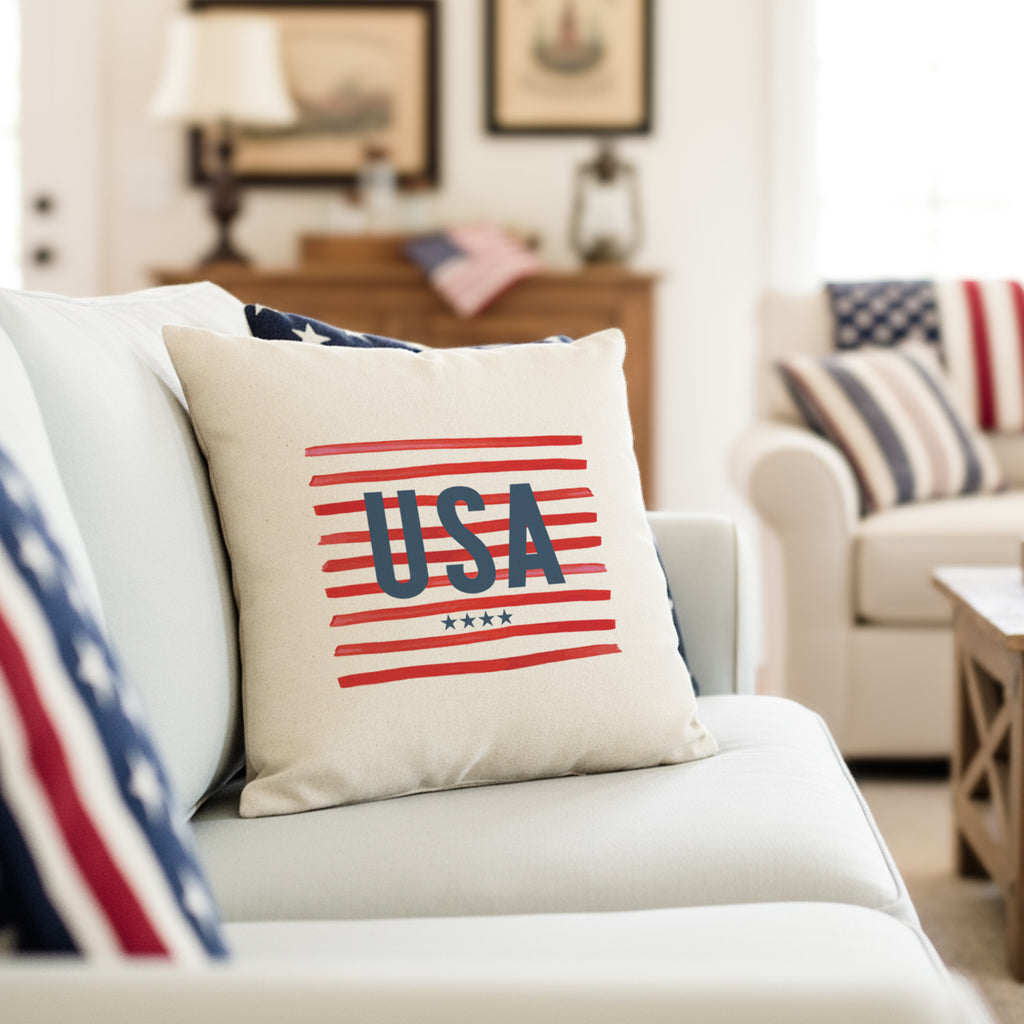 USA Stripes - Square Canvas Pillow