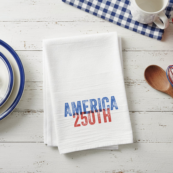 Red & Blue America 250th Overprint - Cotton Tea Towel