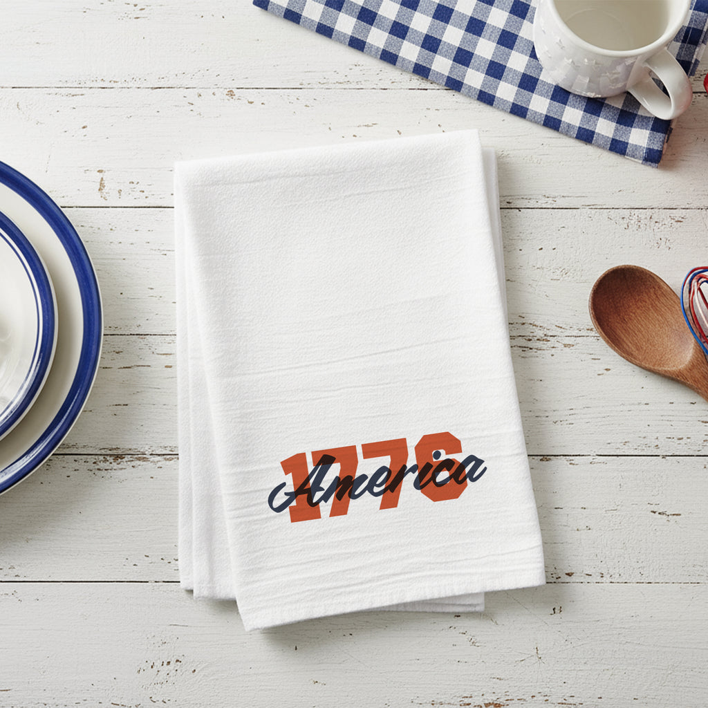 America 1776 Block Style Print - Cotton Tea Towel