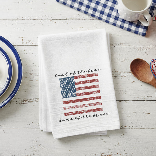 Land of the Free American Flag - Cotton Tea Towel