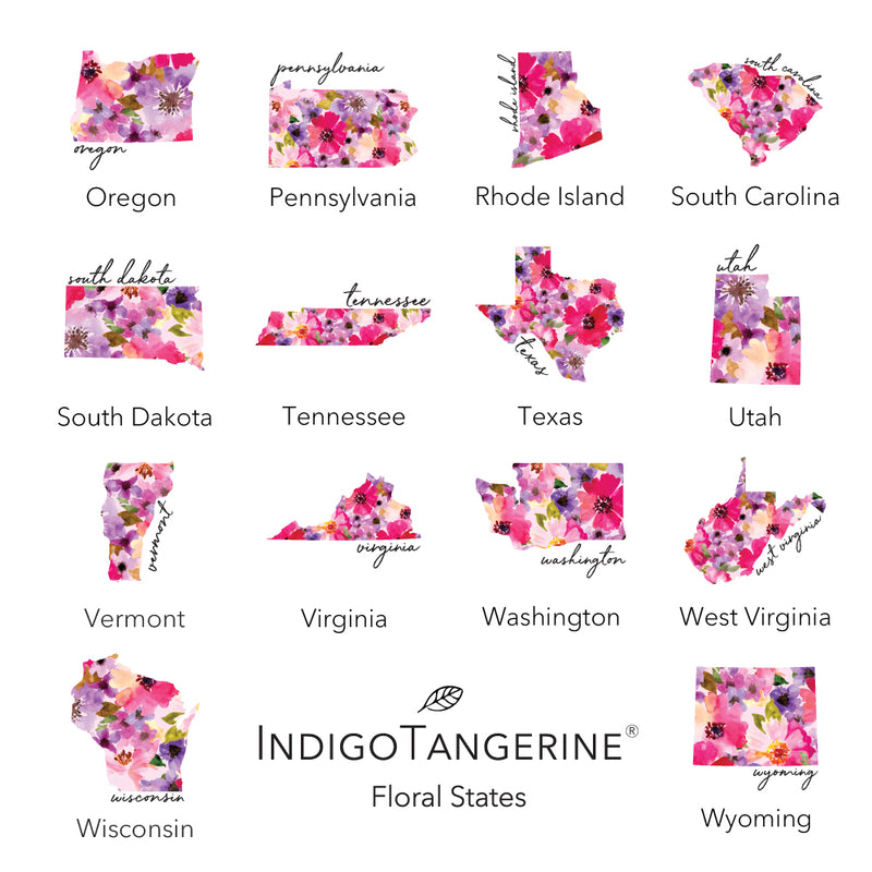 Floral State - Custom Square Canvas Pillow
