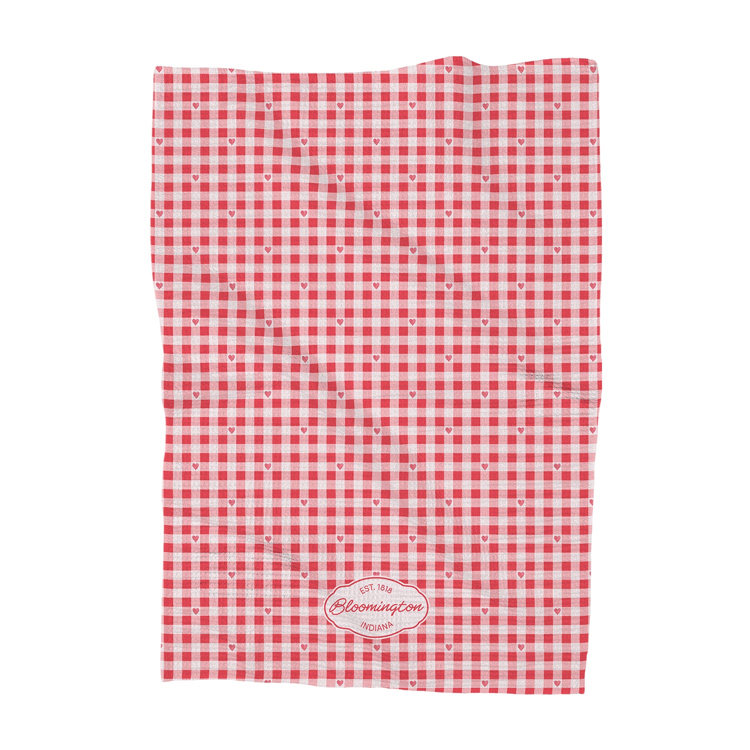 Pink Heart Gingham Plaid - Custom Waffle Weave Towel