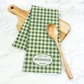 Green Spring Gingham Plaid - Custom Waffle Weave Towel