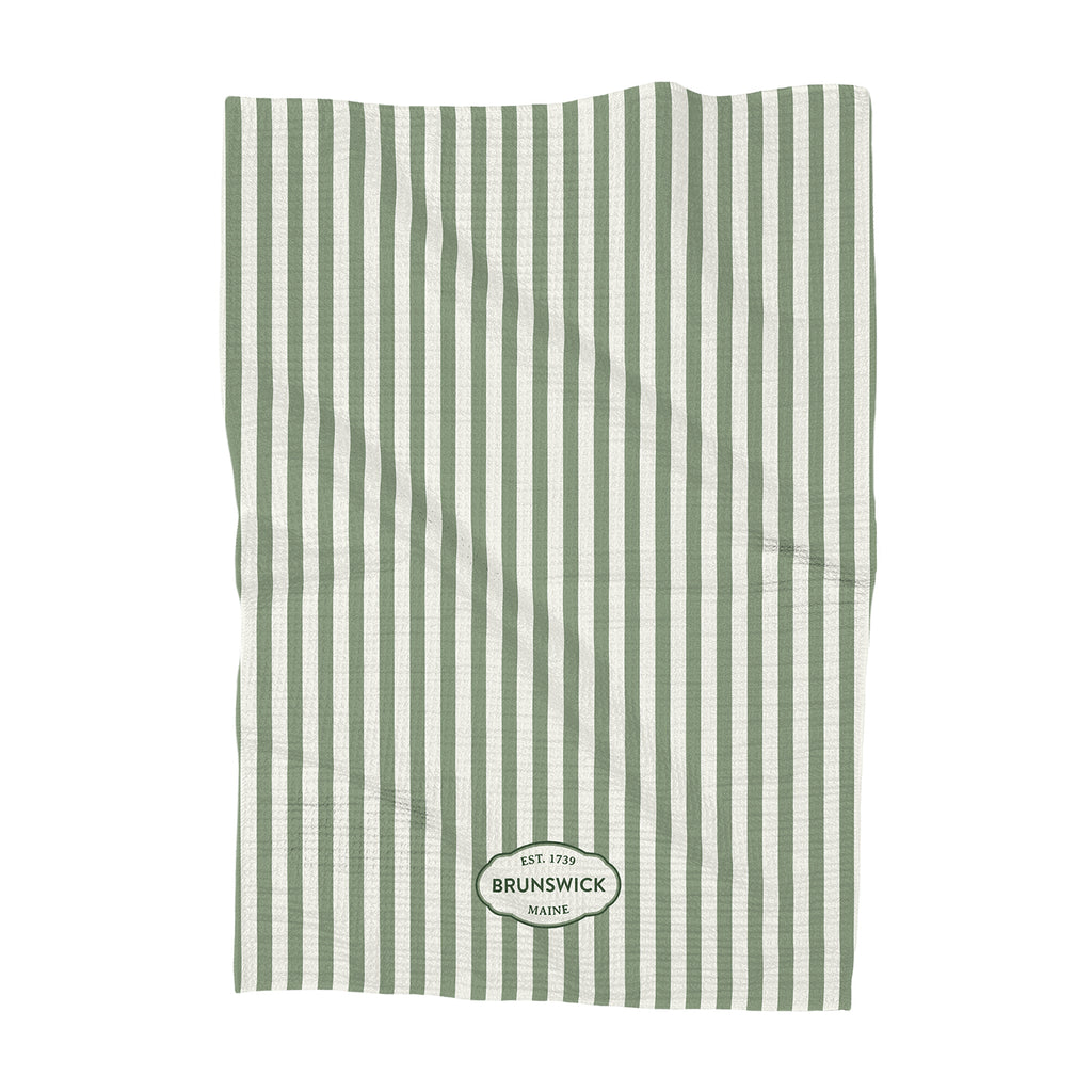 Green Spring Pinstripes - Custom Waffle Weave Towel