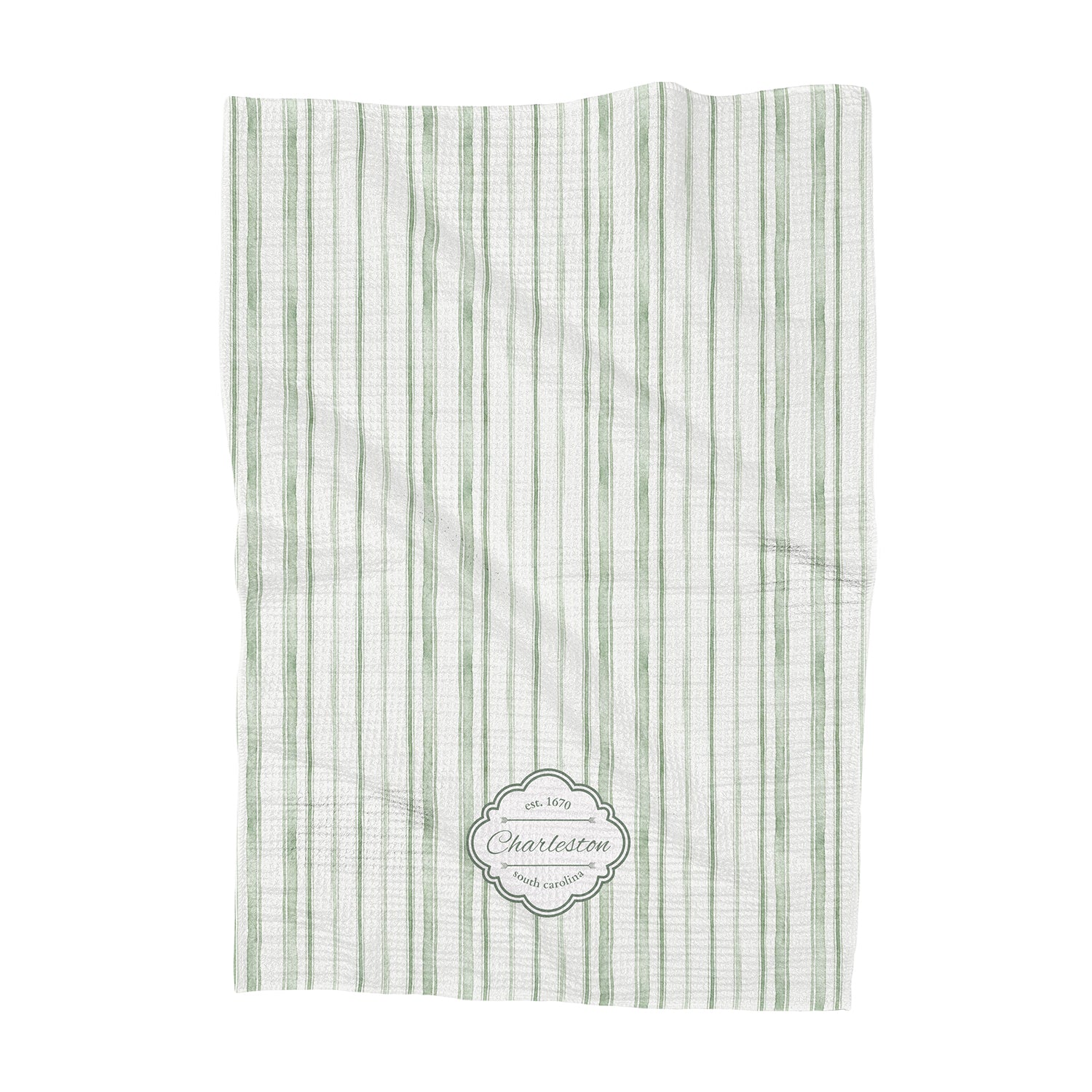 Watercolor Green Spring Pinstripes - Custom Waffle Weave Towel