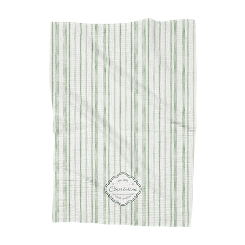Watercolor Green Spring Pinstripes - Custom Waffle Weave Towel
