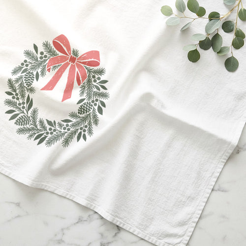 Scandanavian Christmas Wreath - Cotton Tea Towel