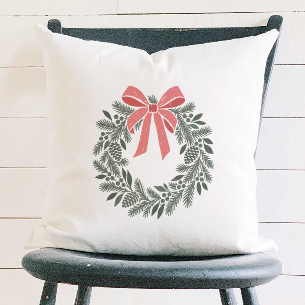 Scandanavian Christmas Wreath - Square Canvas Pillow