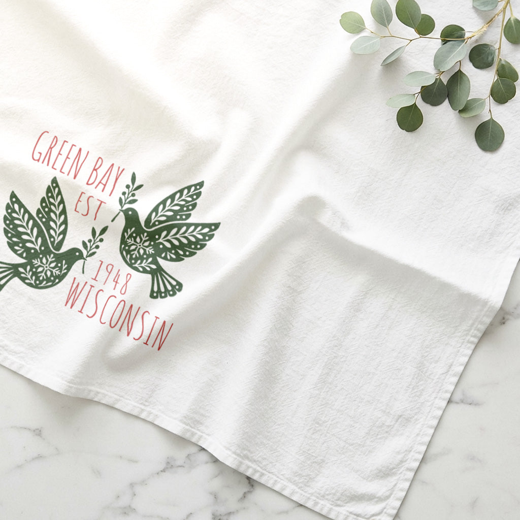 Scandanavian Christmas Doves - Custom Cotton Tea Towel