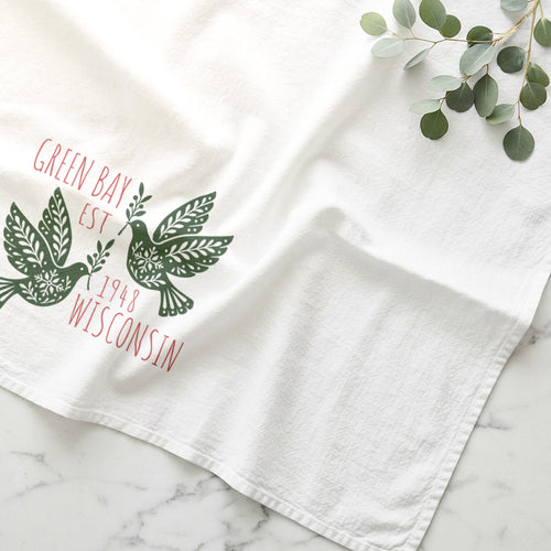 Scandanavian Christmas Doves - Custom Cotton Tea Towel