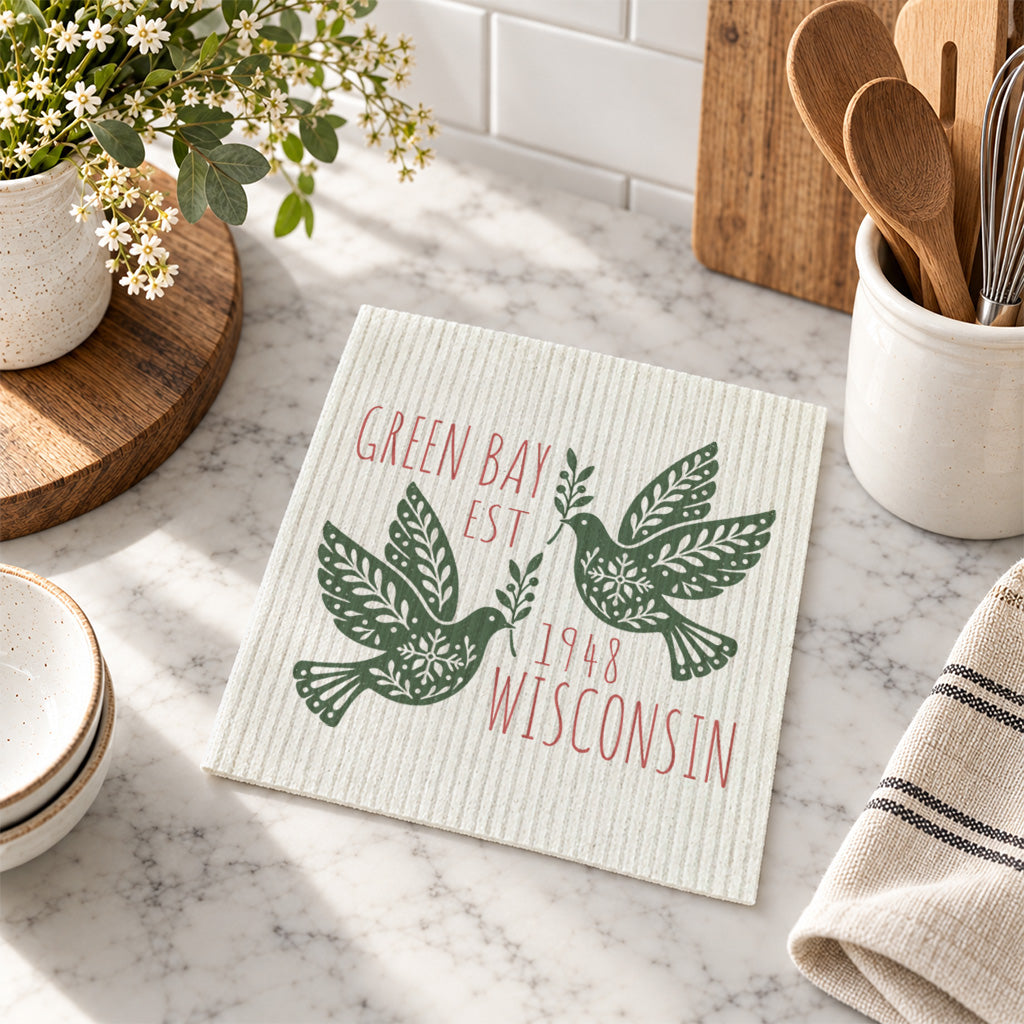 Scandanavian Christmas Doves - Custom Swedish Dish Cloth