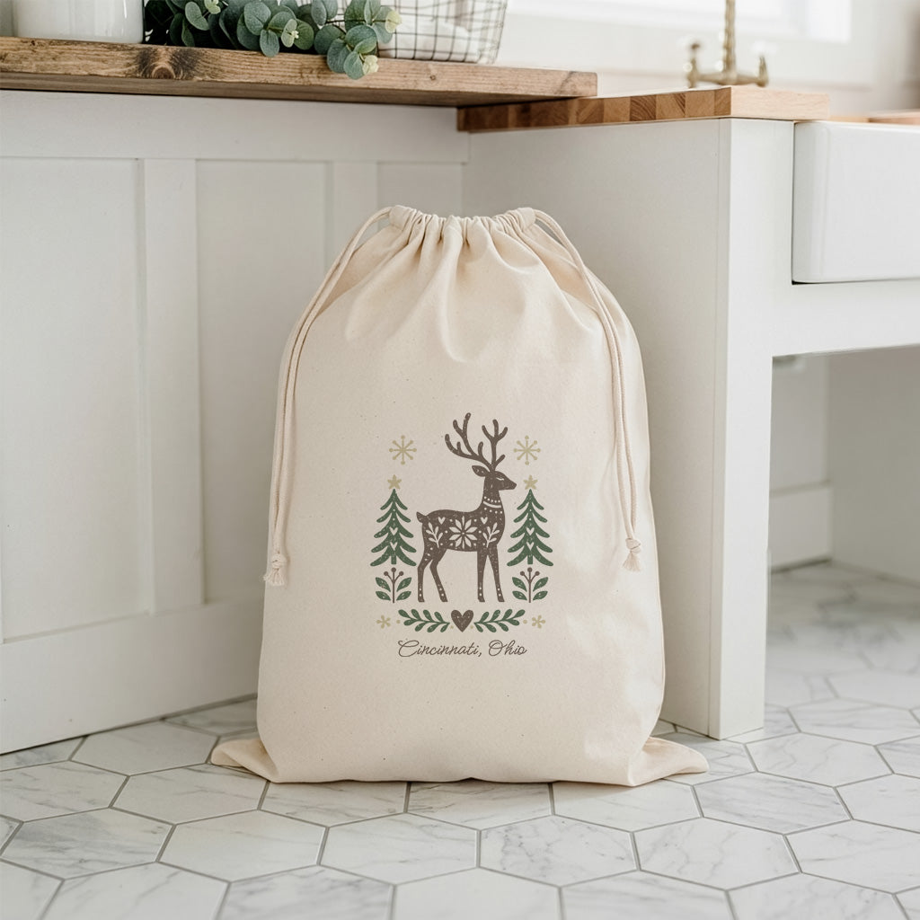 Scandanavian Christmas Deer - Custom Laundry Bag