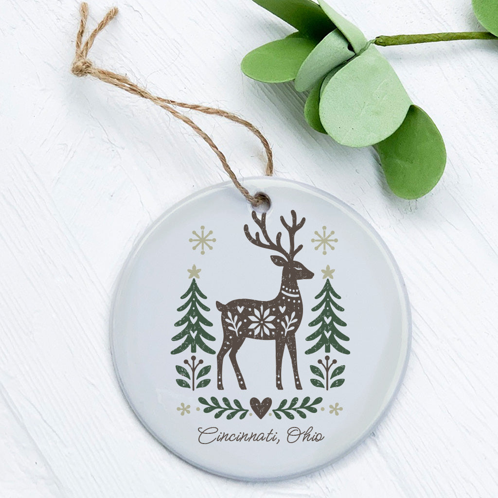 Scandanavian Christmas Deer - Custom Ornament