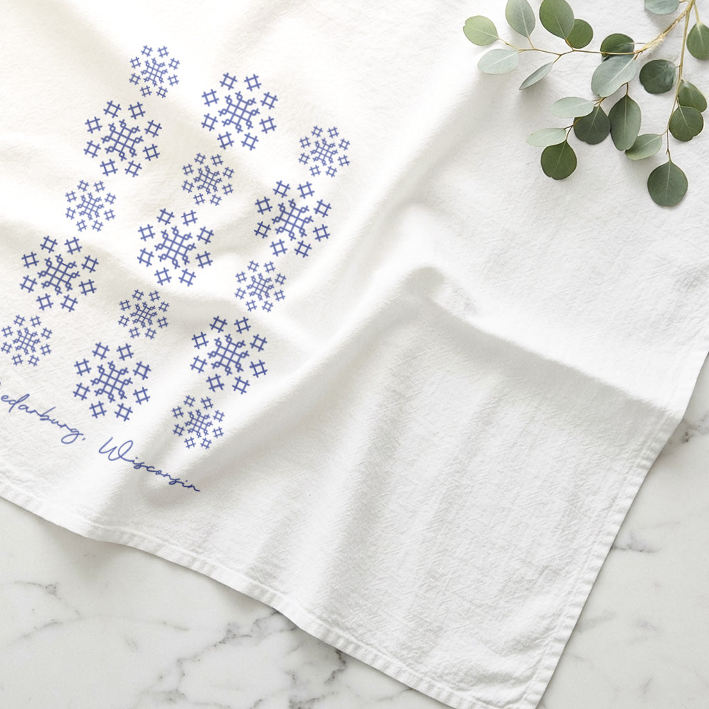 Scandanavian Stitch Snowflakes - Custom Cotton Tea Towel