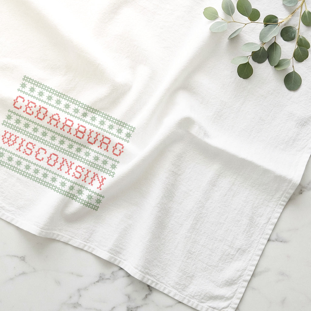Scandanavian Stitch-Style Print - Custom Cotton Tea Towel