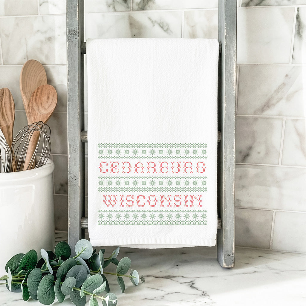 Scandanavian Stitch-Style Print - Custom Cotton Tea Towel