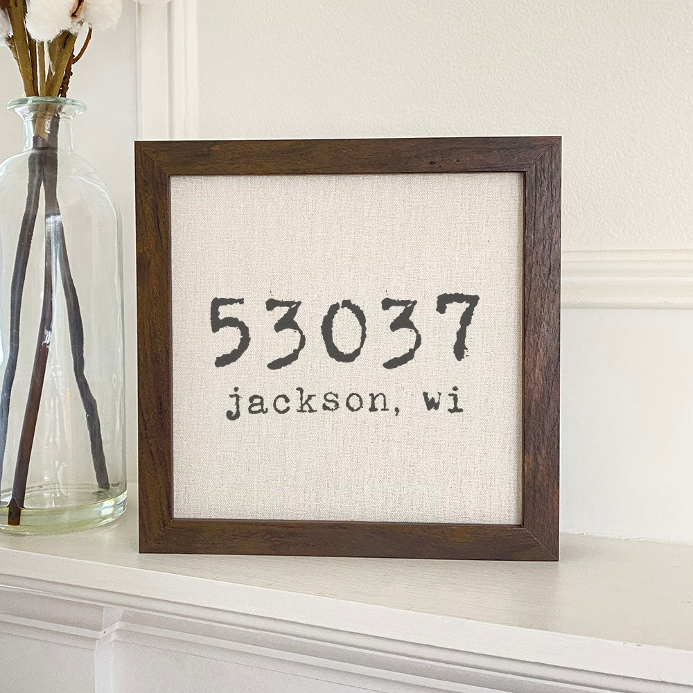 Zip Code - Custom Framed Sign