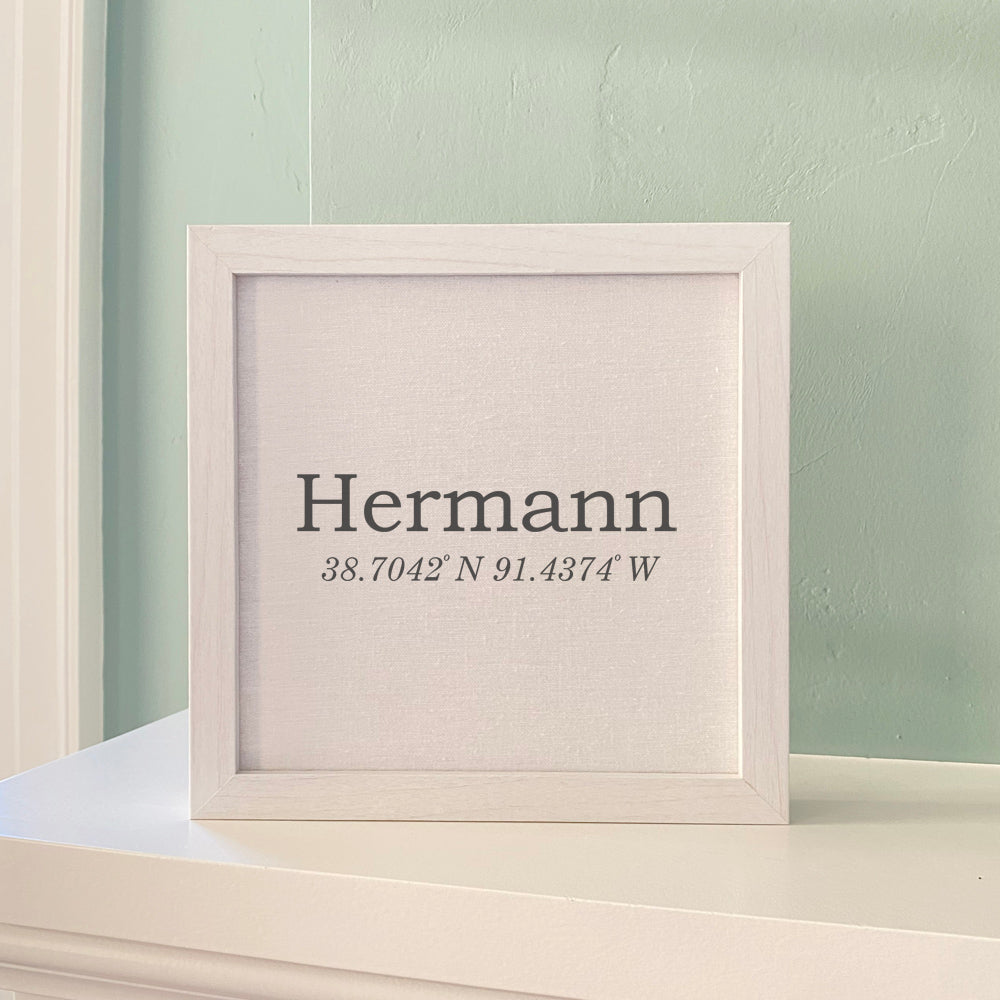 City and Coordinates - Custom Framed Sign